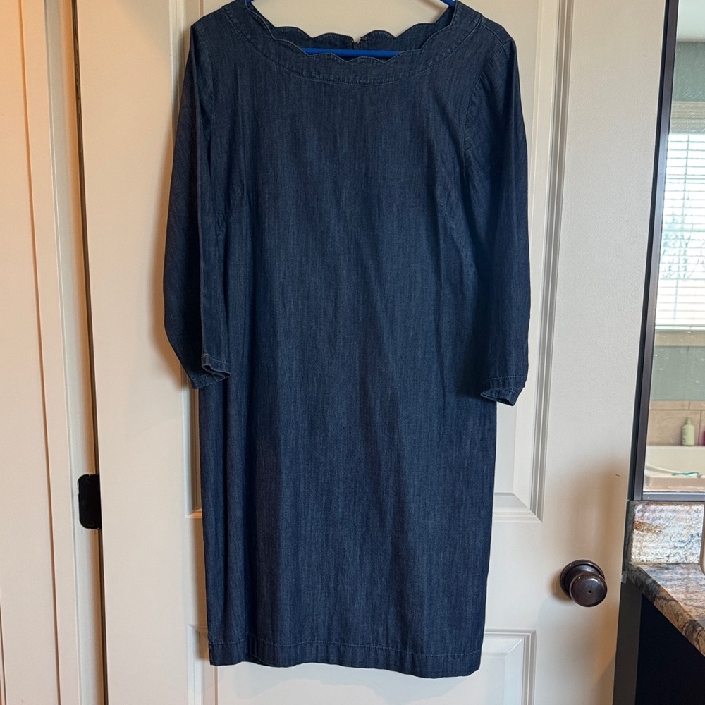 Talbots Dark Blue Denim Long-Sleeve Shift Dress